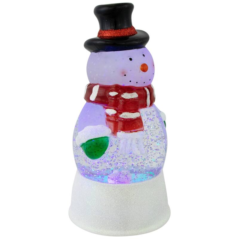 LED Color Changing Snowman Christmas Glitter Snow Dome 7.5 Inch