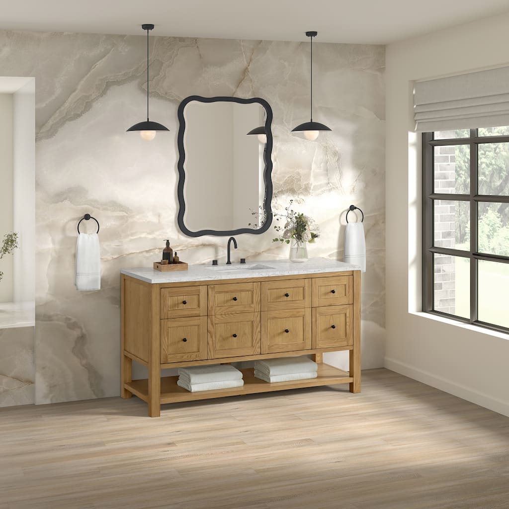 Breckenridge 60" Single Vanity, Light Natural Oak, w/FreePower Wireless Charger