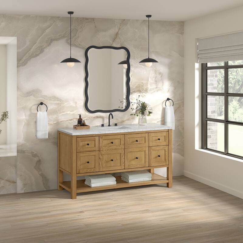 Breckenridge 60" Single Vanity, Light Natural Oak, w/FreePower Wireless Charger