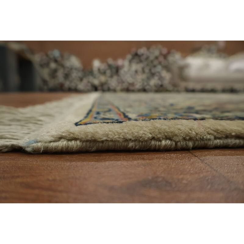Hand Knotted Oriental 100% Wool Carpet Traditional All-Over Beige & Ivories Kashan Area Rug - 13' 7'' X 9' 7''