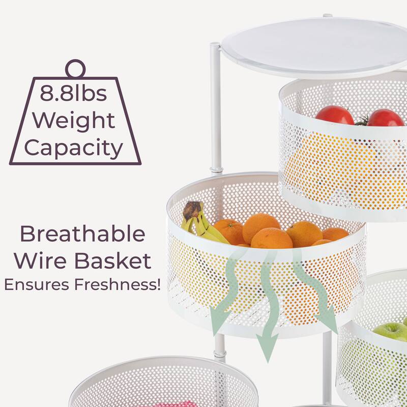 Home-Complete 5 Tier Kitchen Storage Rolling Cart with Wheels