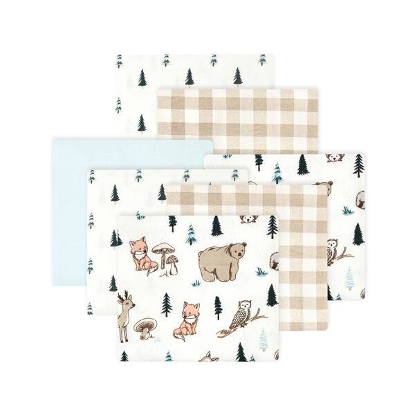 slide 1 of 1, Little Treasure Hudson Baby Boys Cotton Poly Flannel Receiving Blankets Multipack, Brown Woodland Pals, 30x30 inches 30x30 inches - Brown Woodland Pals