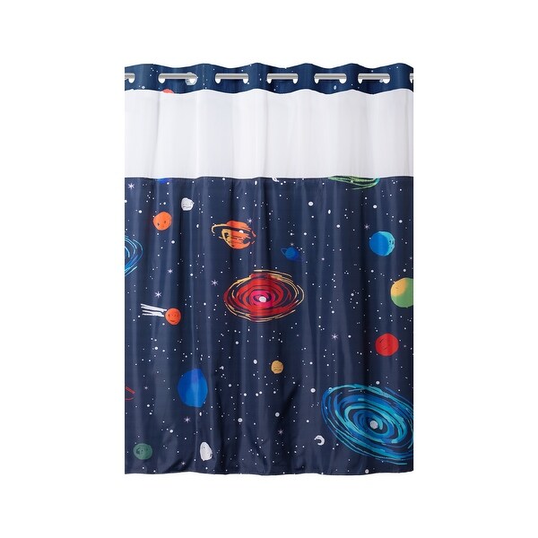 Hookless Kids Outer Space Print Shower Curtain with PVC Liner