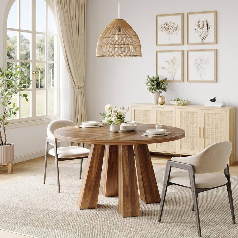47" Farmhouse Kitchen Circle Dinning Table for Dining Room, Living Room