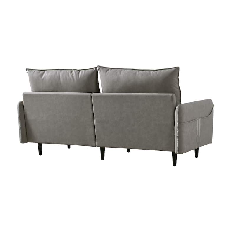3-Seat Sofa Couch, Mid-Century Tufted Love Seat With 2 Pillows for Living Room