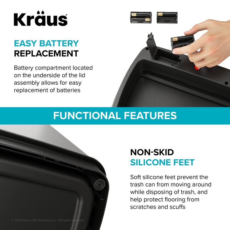 KRAUS GarbagePro Touchless Motion Sensor Stainless Steel Trash Can