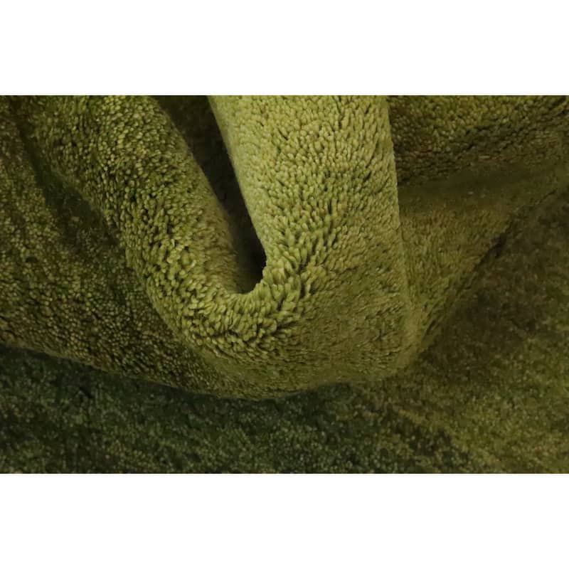 Hand Knotted Oriental 100% Wool Carpet Modern Stripe Green Gabbeh Area Rug - 7' 8'' X 5' 6''