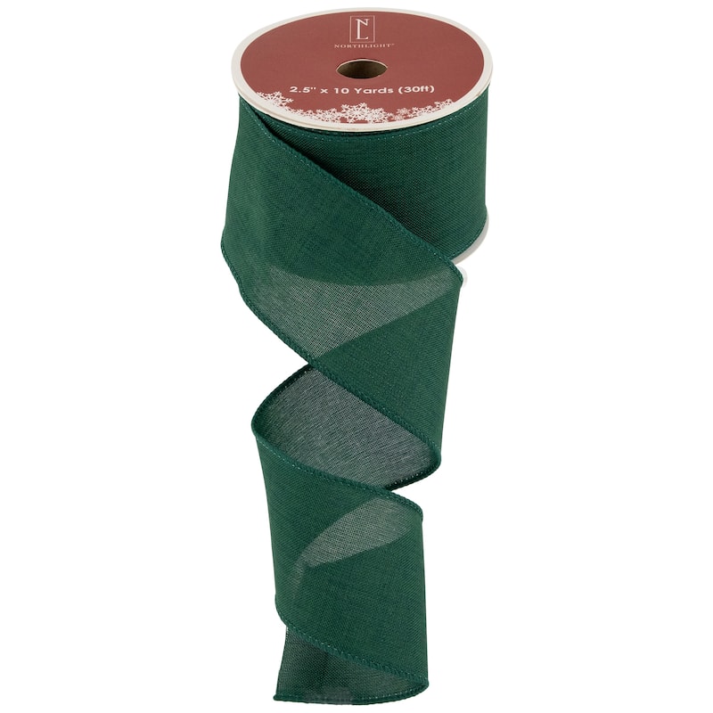 Solid Green Wired Edge Craft Christmas Ribbon 2.5 x 10 Yards - 2.5"