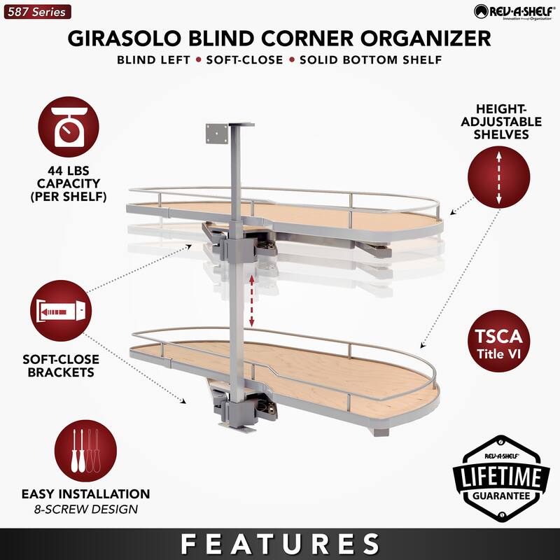 Rev-A-Shelf 587-15-R Modern 35-1/2" Pull Out and Pivot Two Tier