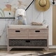 preview thumbnail 3 of 35, Storage Bench with Removable Basket and 2 Drawers, Fully Assembled Shoe Bench with Removable Cushion White Washed