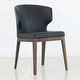 preview thumbnail 7 of 8, Cabo Mid-century Modern Faux Leather Wingback Chair with Solid Wood Base - Wood Base Black