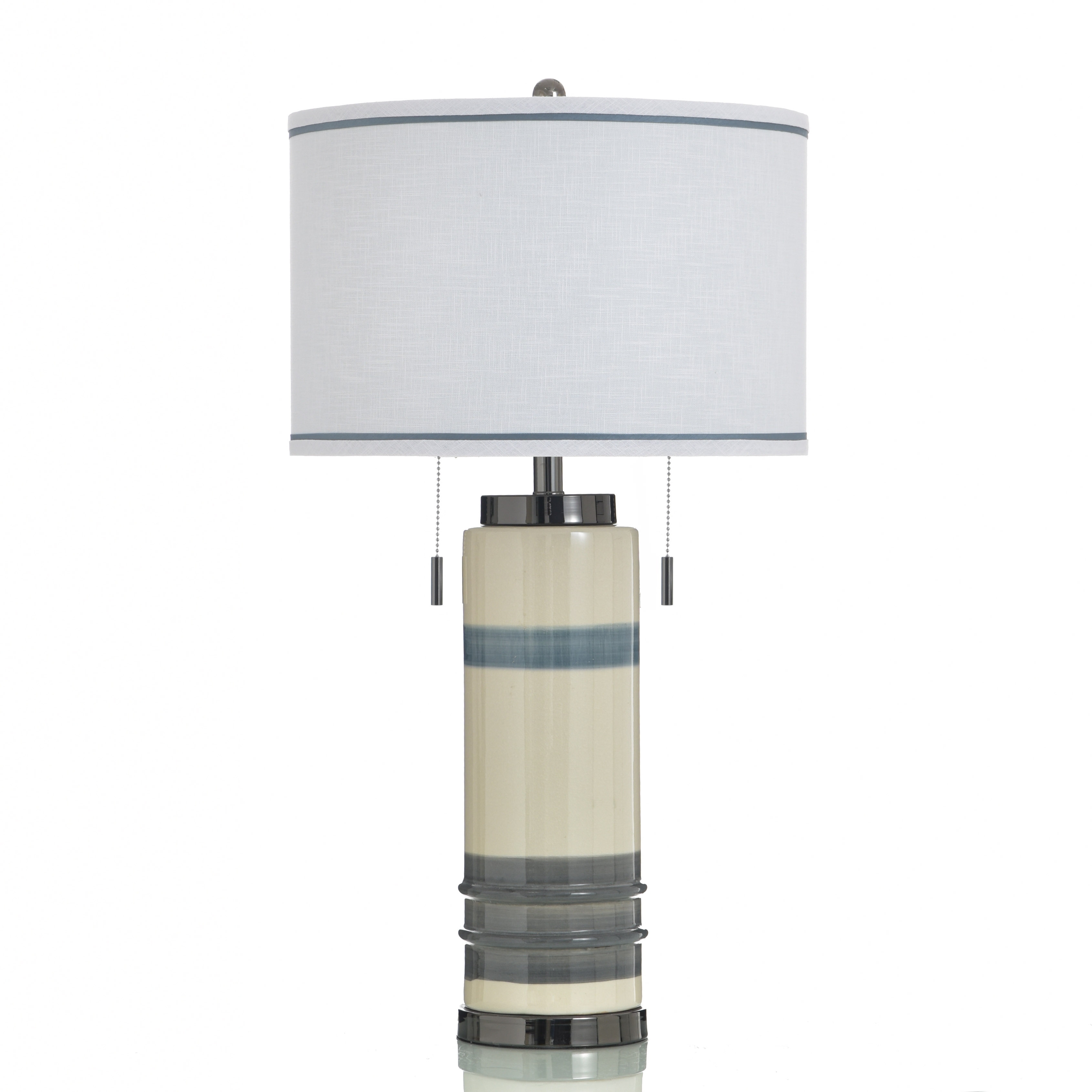 StyleCraft Ceramic Table Lamp - Labin Blue - White Shade