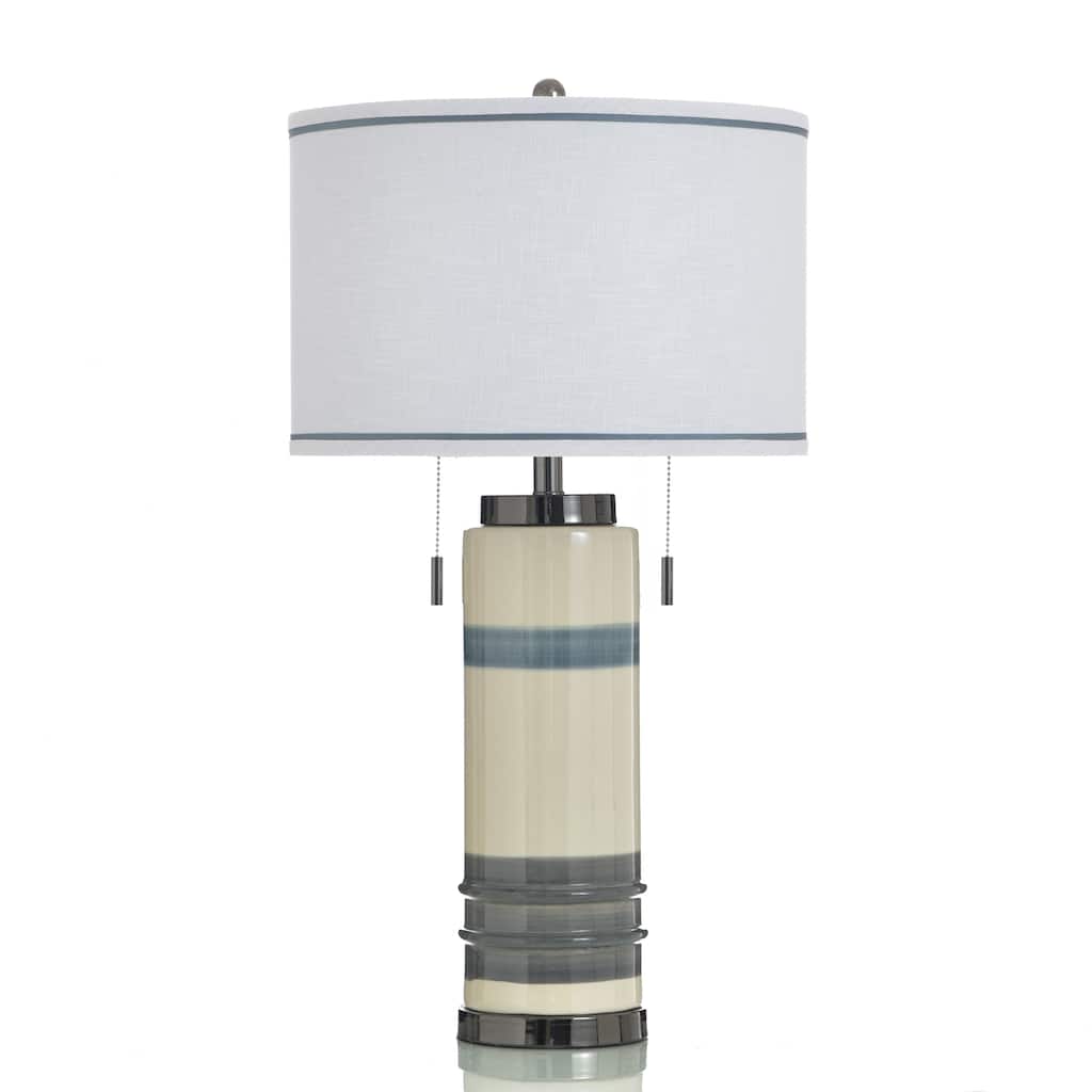 StyleCraft Ceramic Table Lamp - Labin Blue - White Shade