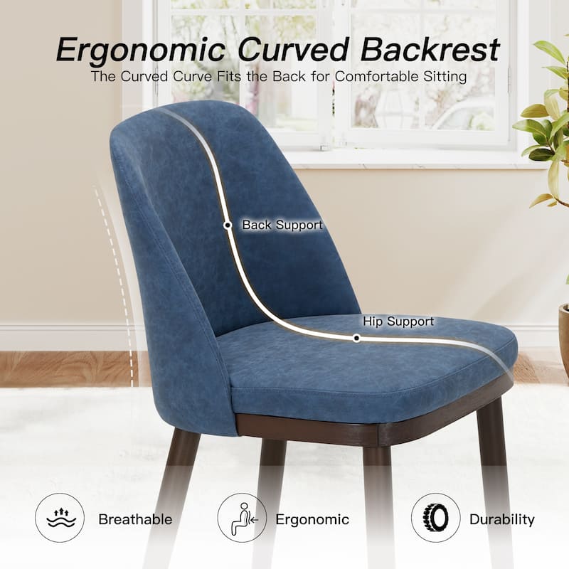 Set of 2 Upholstered Wood Dining Chairs for Dining Room, Restaurant