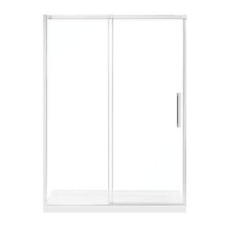 Ove Decors Camilla 60 in. Tempered Shower Glass Panels in Satin Nickel ...