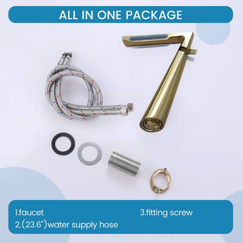 6.2"H Solid Brass Bathroom Waterfall Sink Faucet