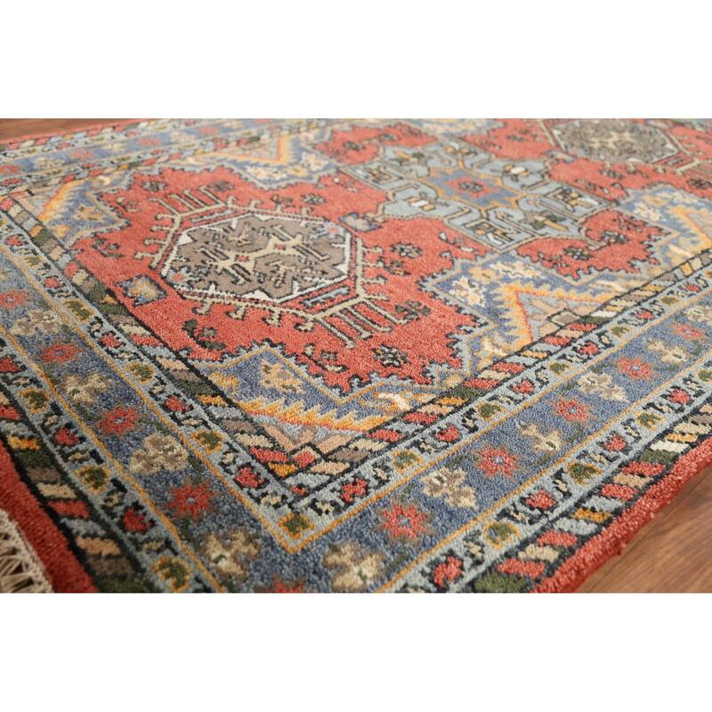 Geometric Khotan Oriental Area Rug Handmade Wool Carpet - 3'11"x 5'11"