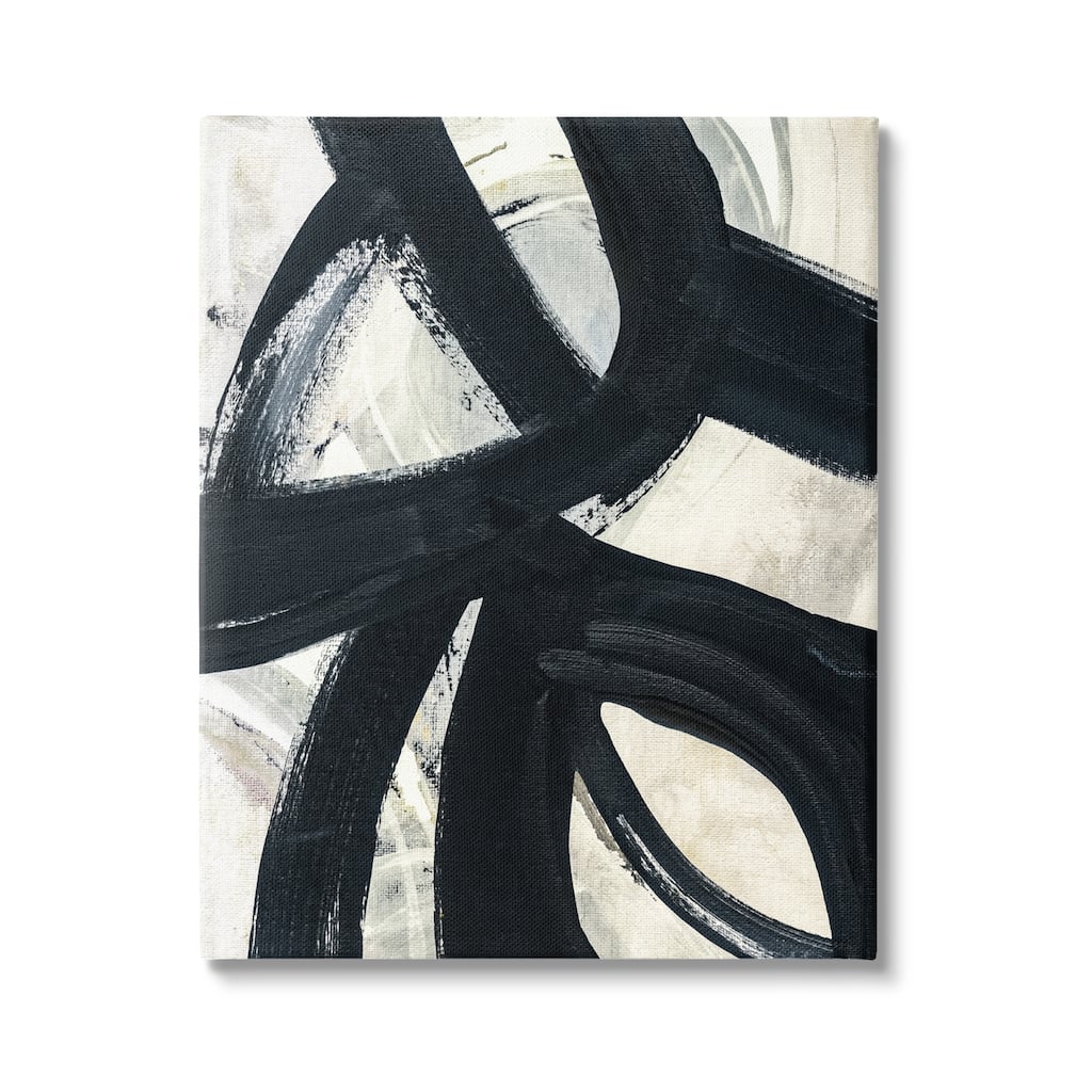 Stupell Dynamic Modern Black Paint Strokes Bold Abstract Canvas Wall Art, Design by Susan Jill