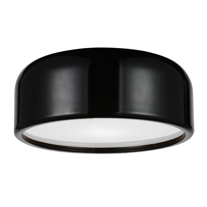 Campton 2 Light 14in Black Drum Shade Flush Mount