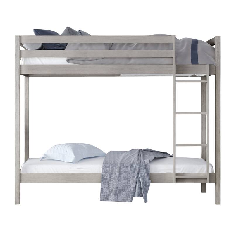 CraftPorch Modern Twin Over Twin Size Wooden Bunk Bed - White