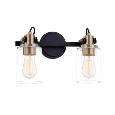 Justice Design Group Brooklyn 2-Light Bath Bar - Clear Glass
