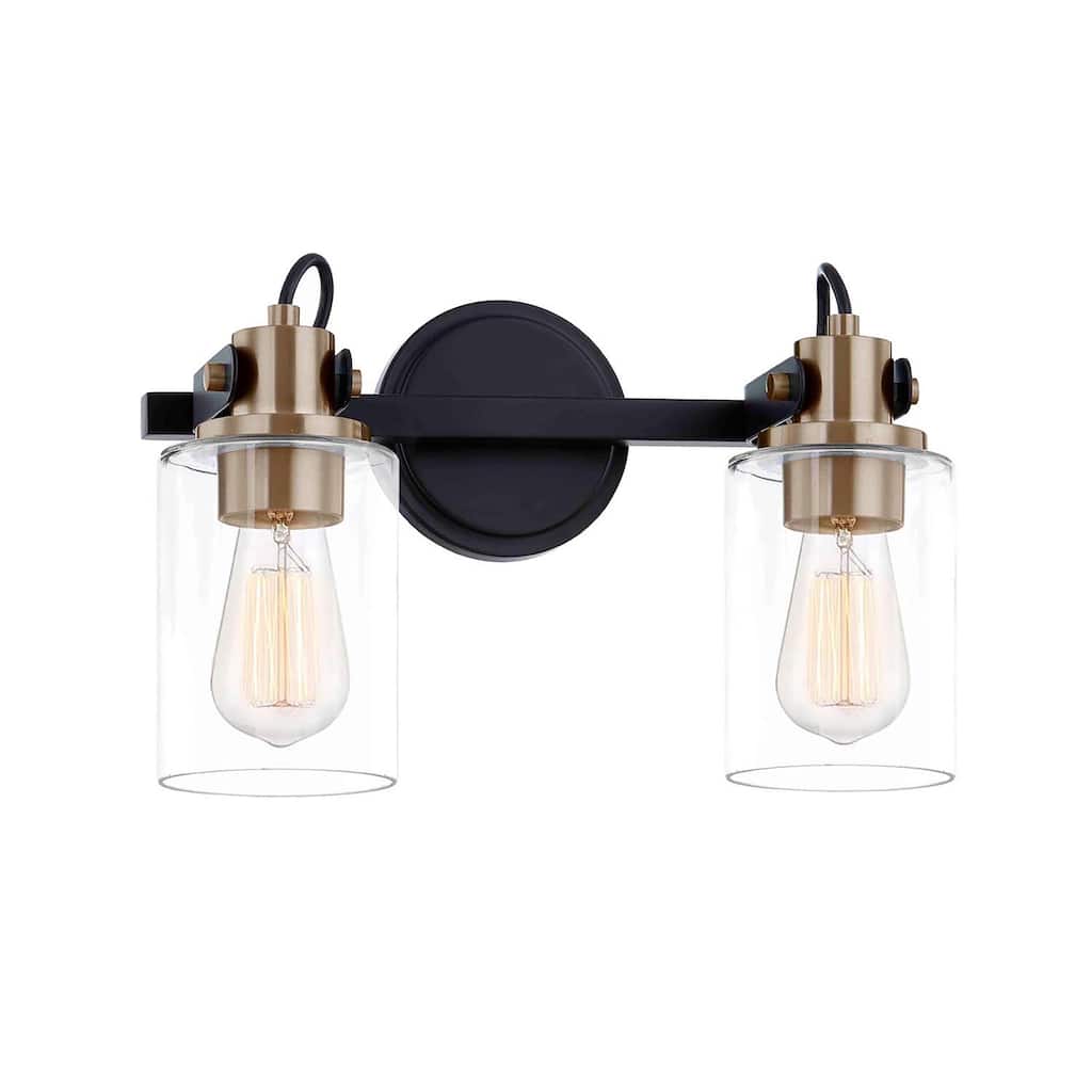 Justice Design Group Brooklyn 2-Light Bath Bar - Clear Glass