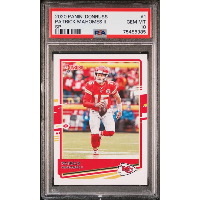 Patrick Mahomes 2020 Panini Donruss SP Football Card #1 Graded PSA 10 - 8'6" x 11'6"