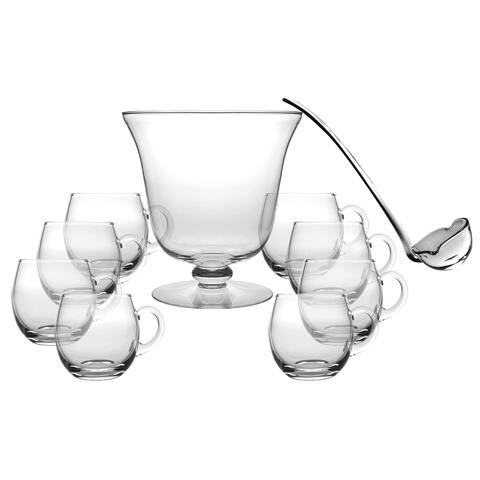 Majestic Gifts Inc. European Glass 10 Piece Punch Bowl Set - 10.25"