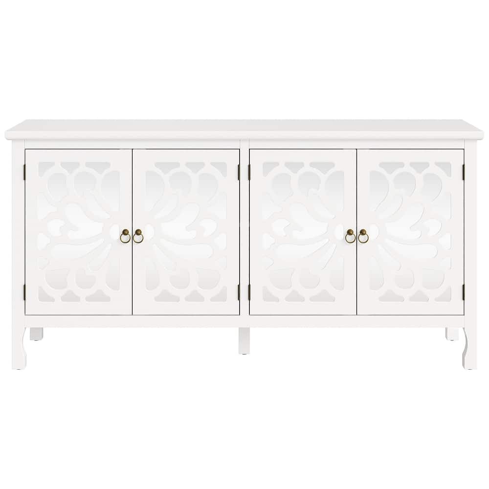 63'' Modern Buffet Cabinet with Mirrored Door and Adjustable Shelves