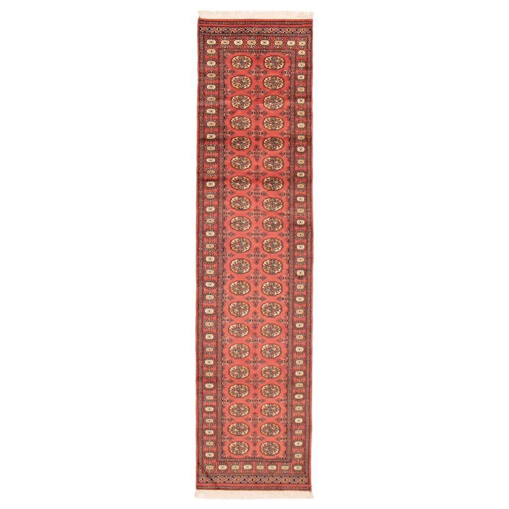 ECARPETGALLERY Hand-knotted Peshawar Bokhara Coral Wool Rug - 2'6 x 10'3