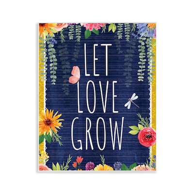 Stupell Let Love Grow Floral Border Wall Plaque Art Design By Nicole DeCamp
