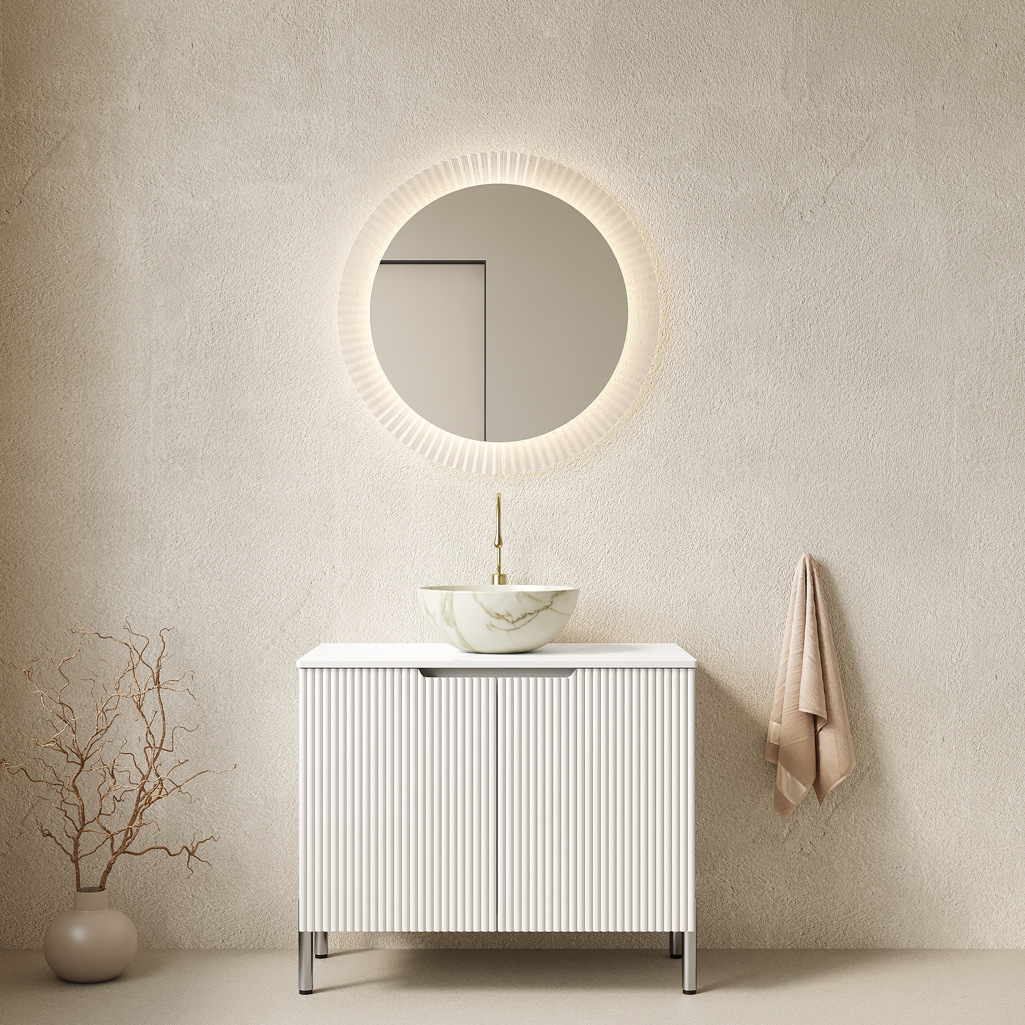 30" Freestanding Bathroom Vanity with Vessel Round Basin