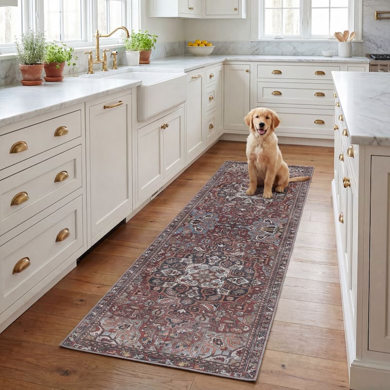 SAFAVIEH Tucson Machine Washable Slip Resistant Kizzie Oriental Rug