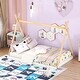 preview thumbnail 7 of 16, Tent Floor Bed With Triangle Structure, White+Natural