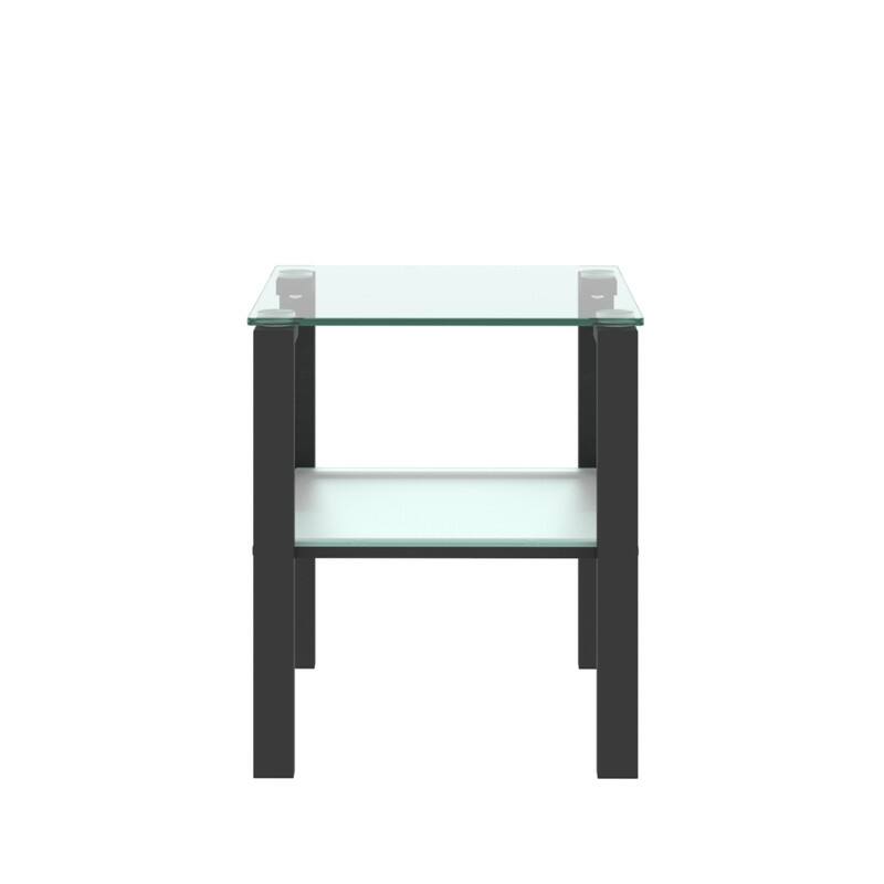 2-Piece 2-Layer Glass Side Table