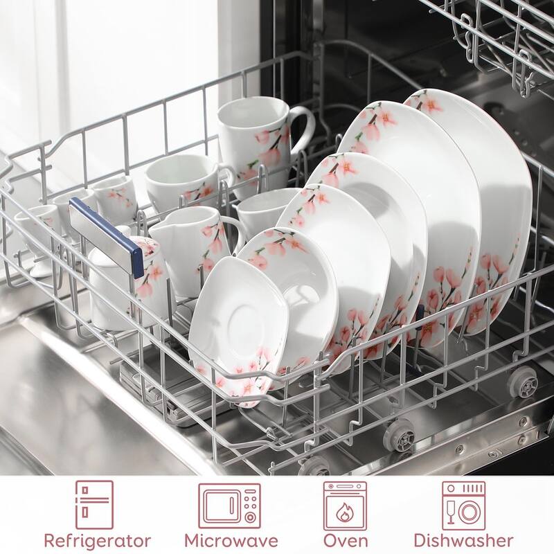 VEWEET 100-Piece White Porcelain Dinnerware Set (Serves for 12)