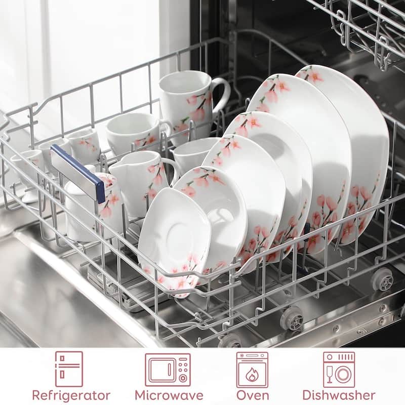 VEWEET Annie 50-piece Floral Porcelain Dinnerware Set (Service for 6)