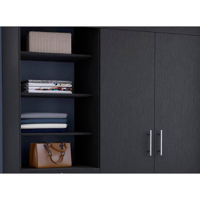 20.4" Modern Double-door Armoire with Hanging Rods, 3 Drawers and 3-Tier Shelf