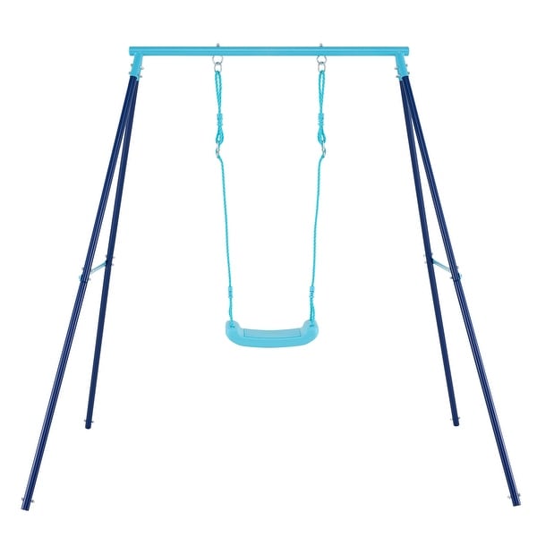 Adjustable Height Kids Swing Set with Stand and Ground Stakes for