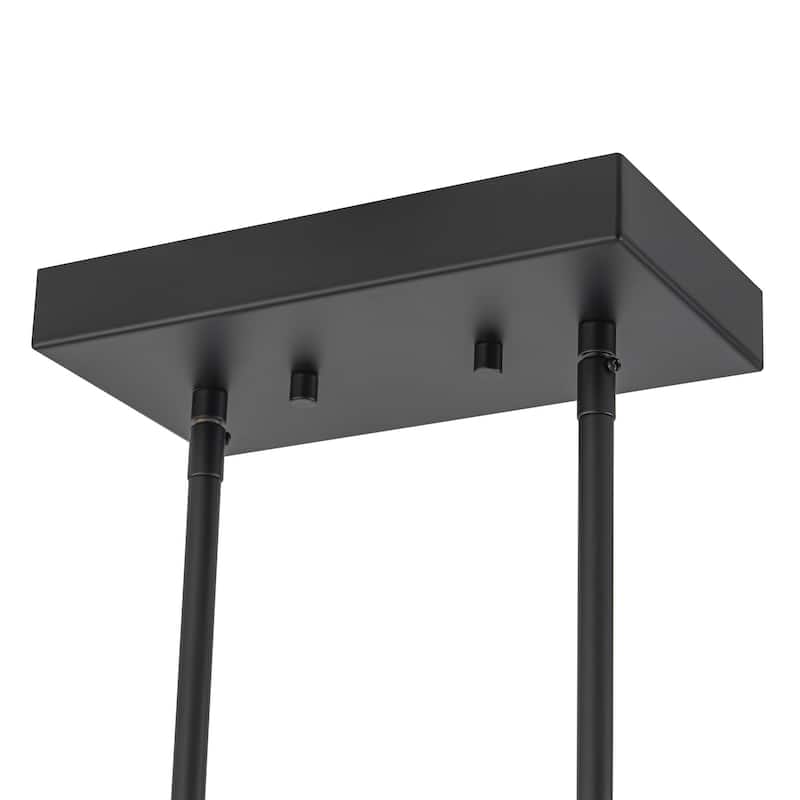 Modern Black Geometric Linear Kitchen Island Pendant Light Dimmable Integrated LED Chandelier - 36 in. L