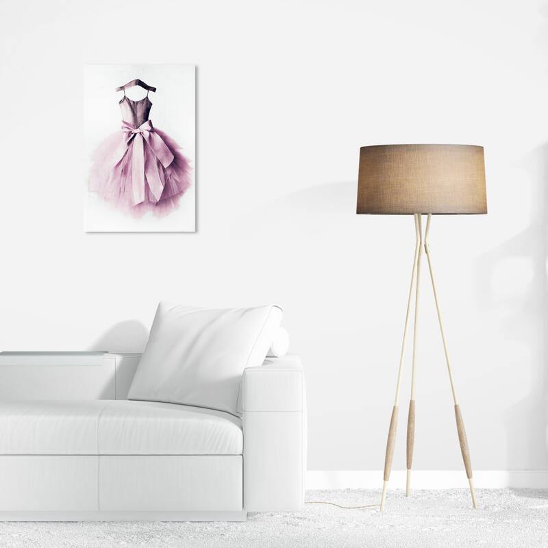 Wynwood Studio Fashion and Glam Long Tulle Dress Purple and Traditional Wall Art Canvas Print - 24 x 16