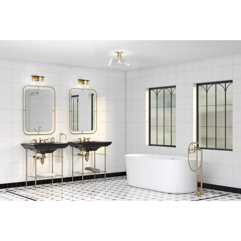 Cassell Collection Two-Light Vintage Brass Matte Black Luxe Industrial Bath & Vanity Light - 14.5 in x 6.62 in x 9.12 in