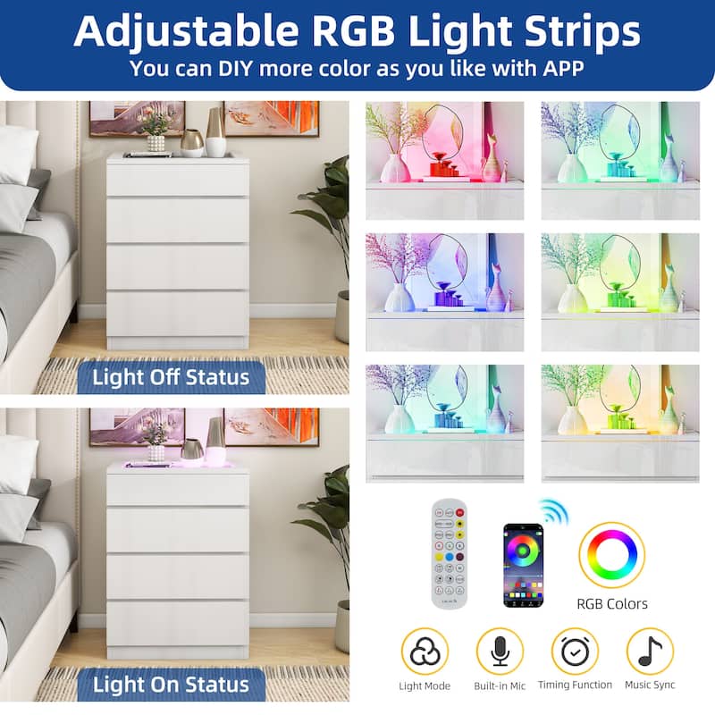 Moasis 4-drawer Chest Dresser with LED