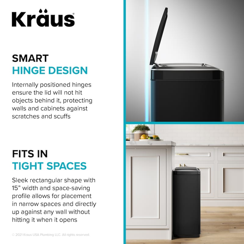 KRAUS GarbagePro Touchless Motion Sensor Stainless Steel Trash Can