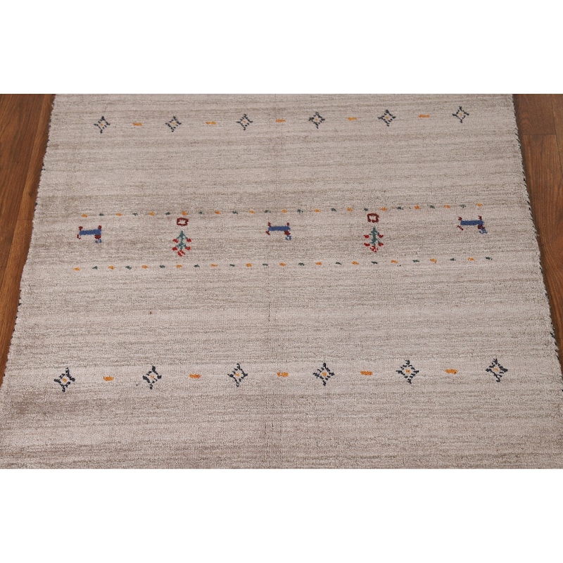 Little Animals Design Gabbeh Oriental Rug Hand-Knotted Wool Carpet - 3'0" x 4'11"