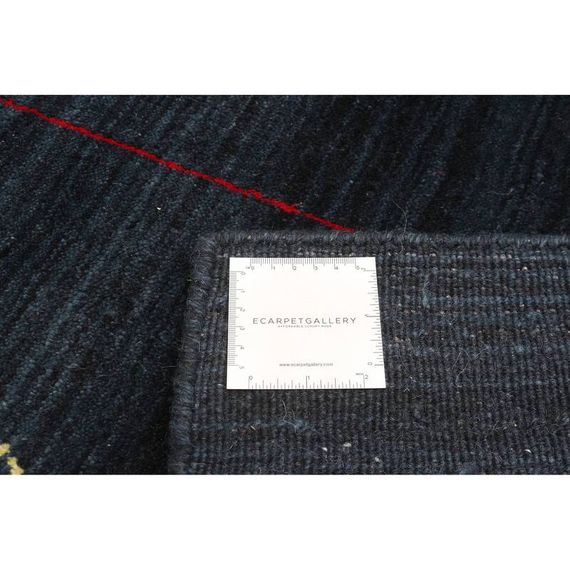 ECARPETGALLERY Hand Loomed Kashkuli Gabbeh Dark Blue Wool Rug - 4'11 x 7'11