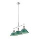 preview thumbnail 2 of 1, Yep by Golden Lighting Orwell 3-light Island Light in Chrome and Pine Green shade - 3 Light Linear Pendant