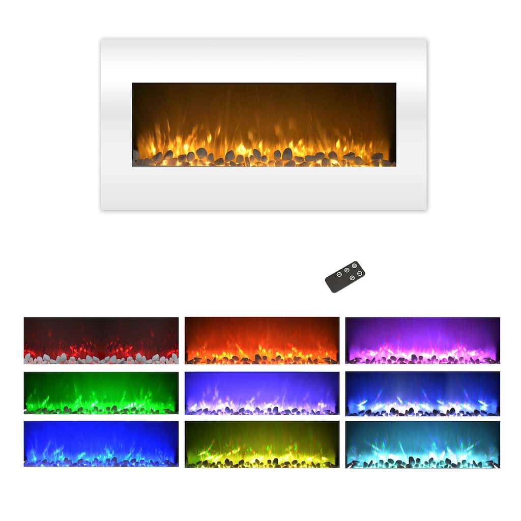Northwest 36-Inch Wall-Mounted Electric Fireplace with 10 Color Options