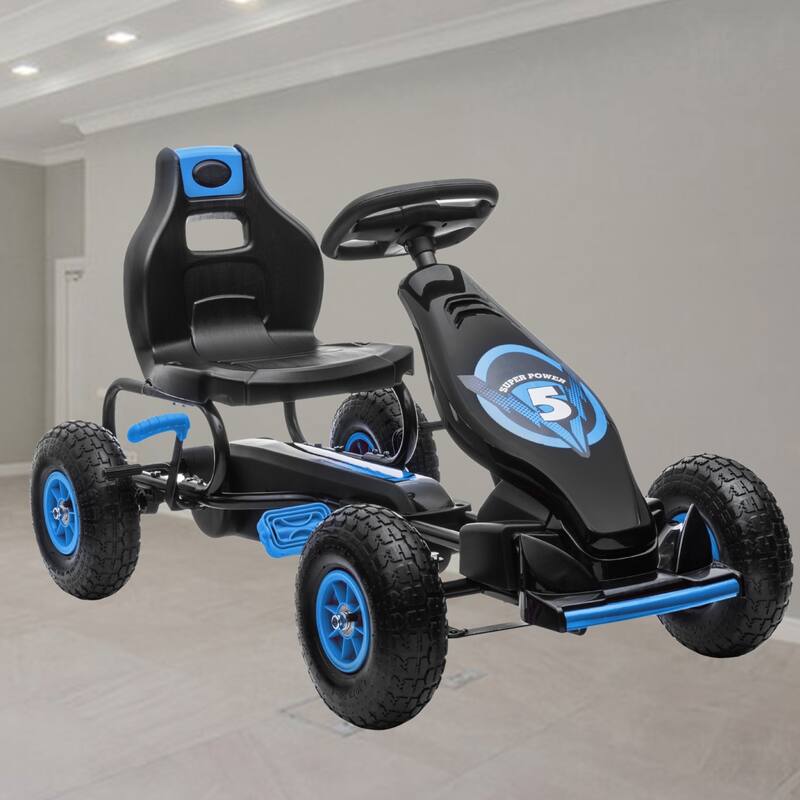 Kids Pedal Go Kart Ride-On Car with Adjustable Ergonomic Seat, Handbrake, Suspension, and Durable Rubber Wheels
