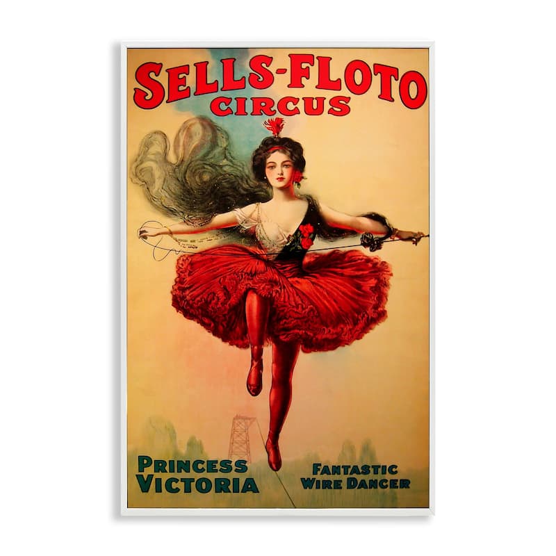 Stupell Sells-Floto Circus Vintage Poster Framed Giclee Art Design By Marcus Jules - 16 x 24 - White